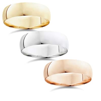 14k White Yellow and Rose Gold 7mm Plain Wedding Band