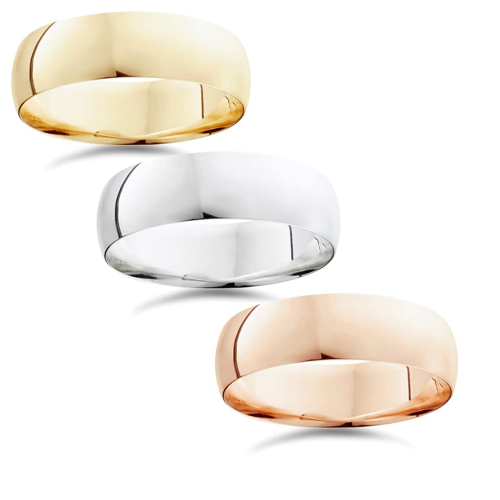 14k White Yellow and Rose Gold 7mm Plain Wedding Band