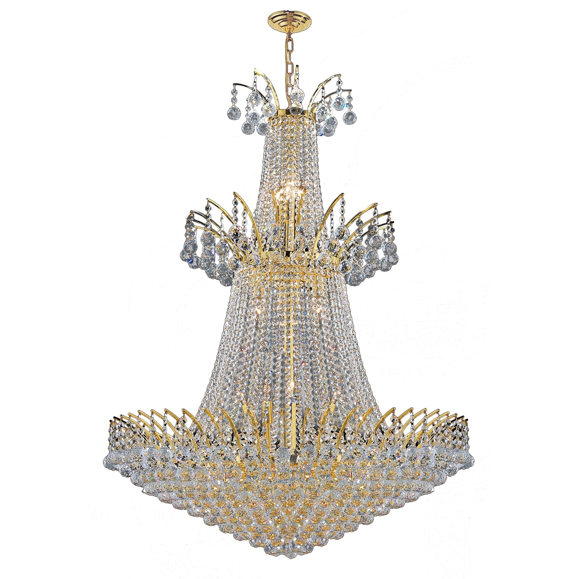 French Empire Collection 18 Light Gold Finish and Clear Crystal Chandelier 32" x 43" (18 Light Chandelier) - Chandeliers For Bedrooms by Overstock.com