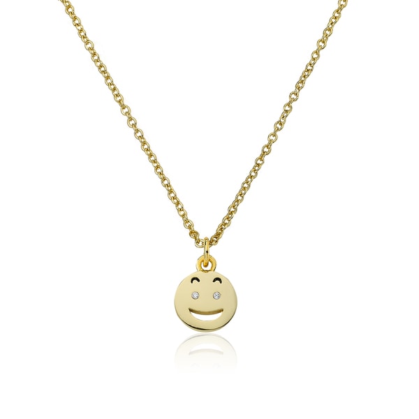 LMTS 14K Gold Coated Suprised Smiley Face with Tongue Out Pendant