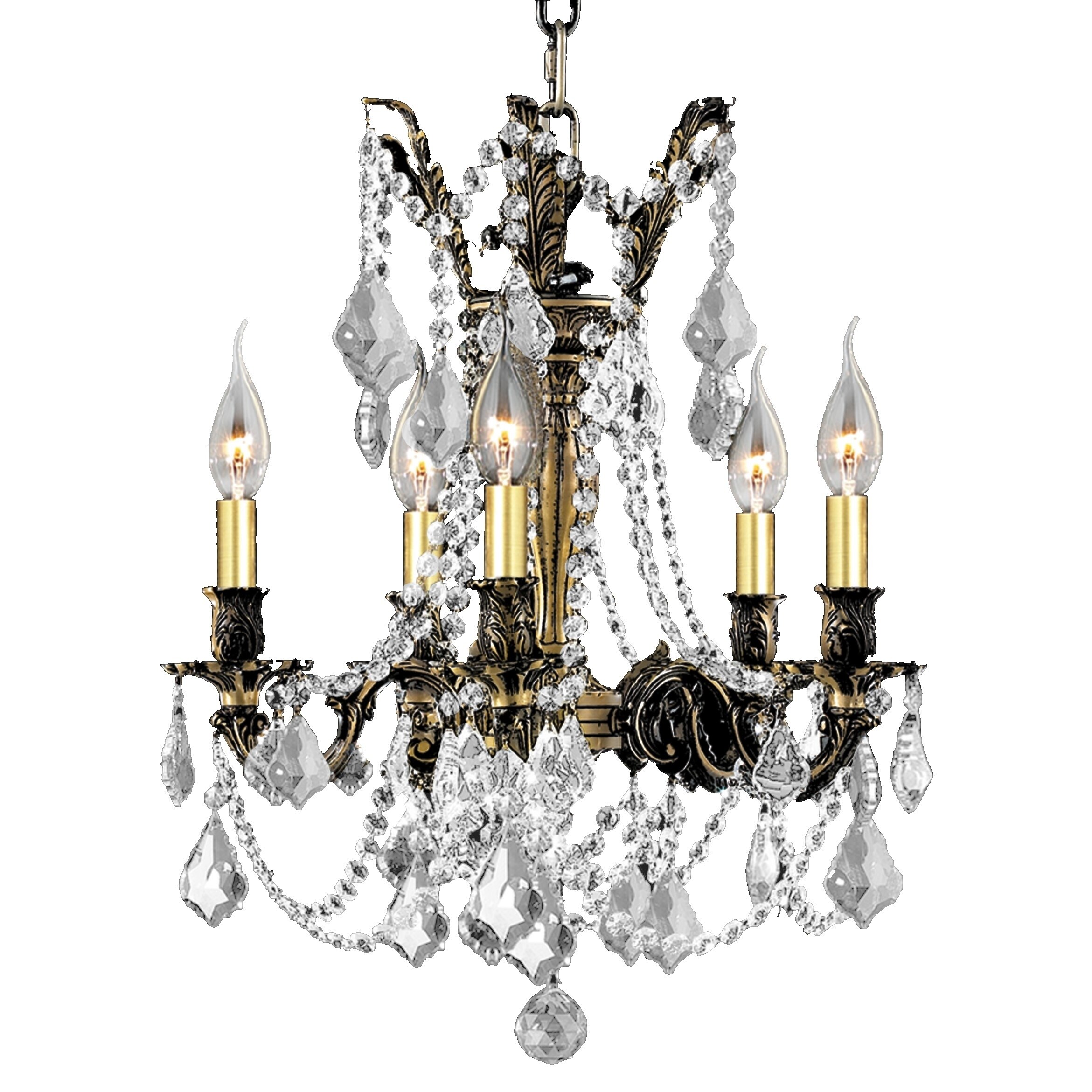 Italian Elegance Collection 5 Light Antique Bronze Finish Crystal Ornate Chandelier 18" x 19" (5 Light Chandelier) - Chandeliers For Bedrooms by Overstock.com