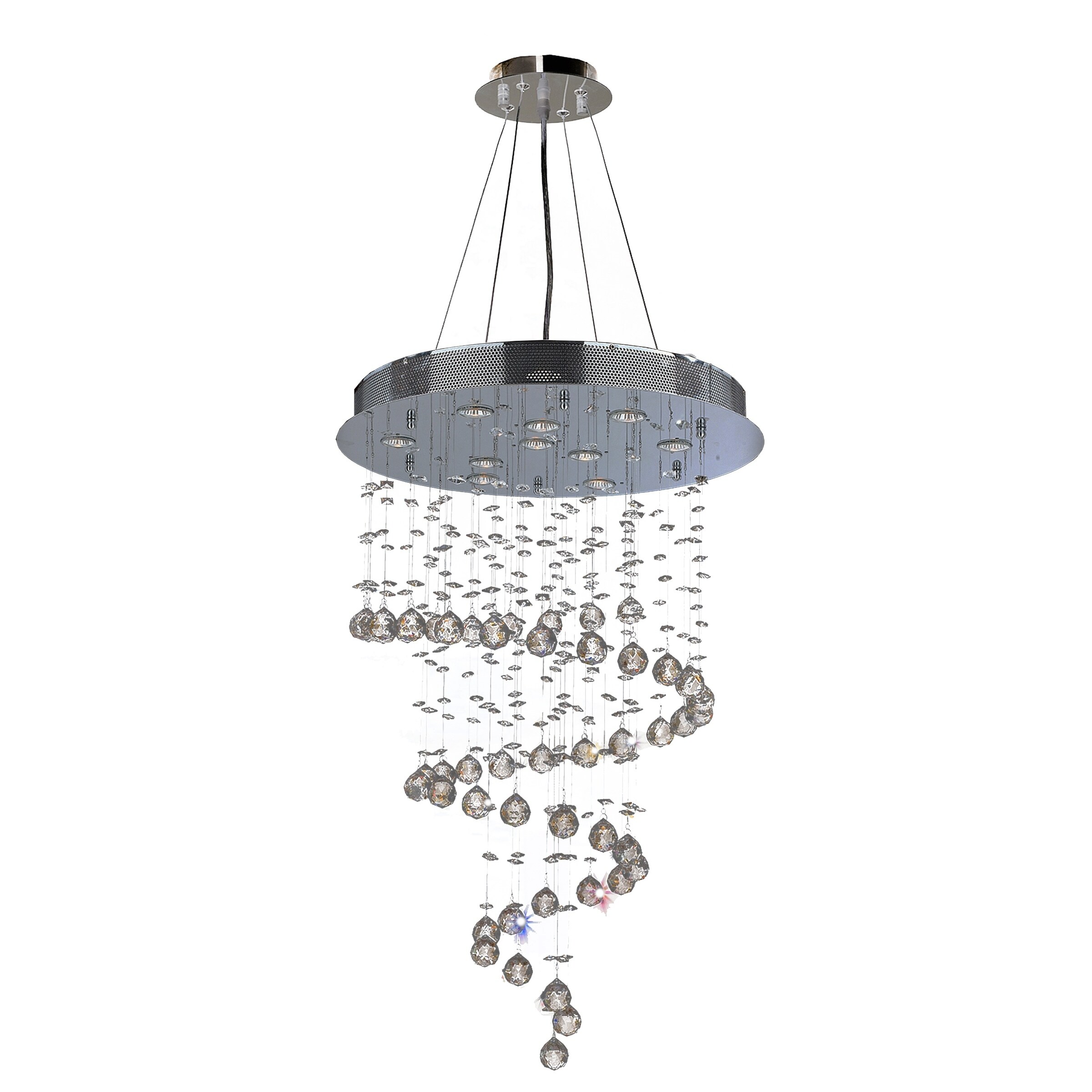 Modern Contemporary 10-light 24-inch Round x 36-inch Long Spiral Crystal Chandelier (10 Light Chandelier) - Chandeliers For Bedrooms by Overstock.com