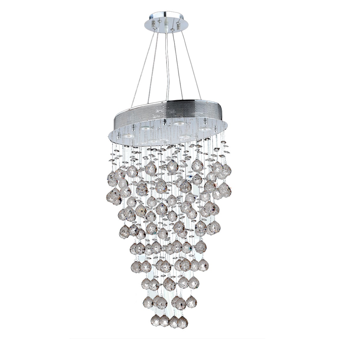 Modern Contemporary 6 Light Chrome Finish Crystal Rain Drop Chandelier 30" High Oval Chandelier (6 Light Chandelier) - Chandeliers For Bedrooms by Overstock.com