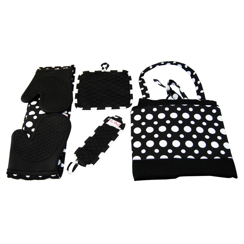 Le Chef 4-piece Dot Apron Set - RED