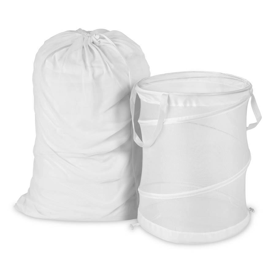 Honey Can Do White Mesh Laundry Bag and Hamper Kit