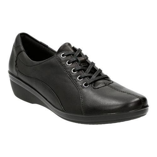 Shop Women's Clarks Everlay Elma Lace Up Shoe Black Leather - On Sale ...