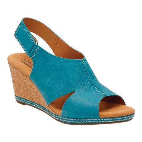 clarks blue suede wedge sandals
