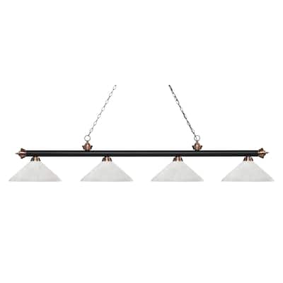 Avery Home Lighting Riviera Matte Black & Antique Copper 4-lights Matte Black & Antique Copper Island/Billiard