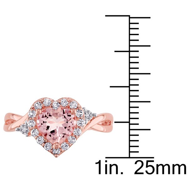 Rose Pink Sterling Silver Morganite White Sapphire /& Diamond Heart Infinity Ring