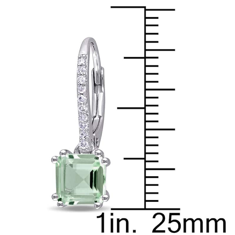 Miadora Sterling Silver Green Amethyst and 1/10ct TDW Diamond Dangle Earrings (G-H, I2-I3)