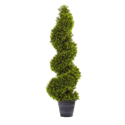 3-foot Grass Spiral Topiary w/Deco Planter - Green