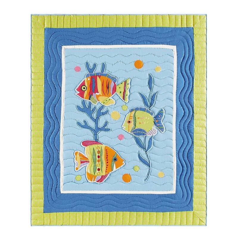 Fish Outta Water Hand Pieced Cotton Throw Blanket
