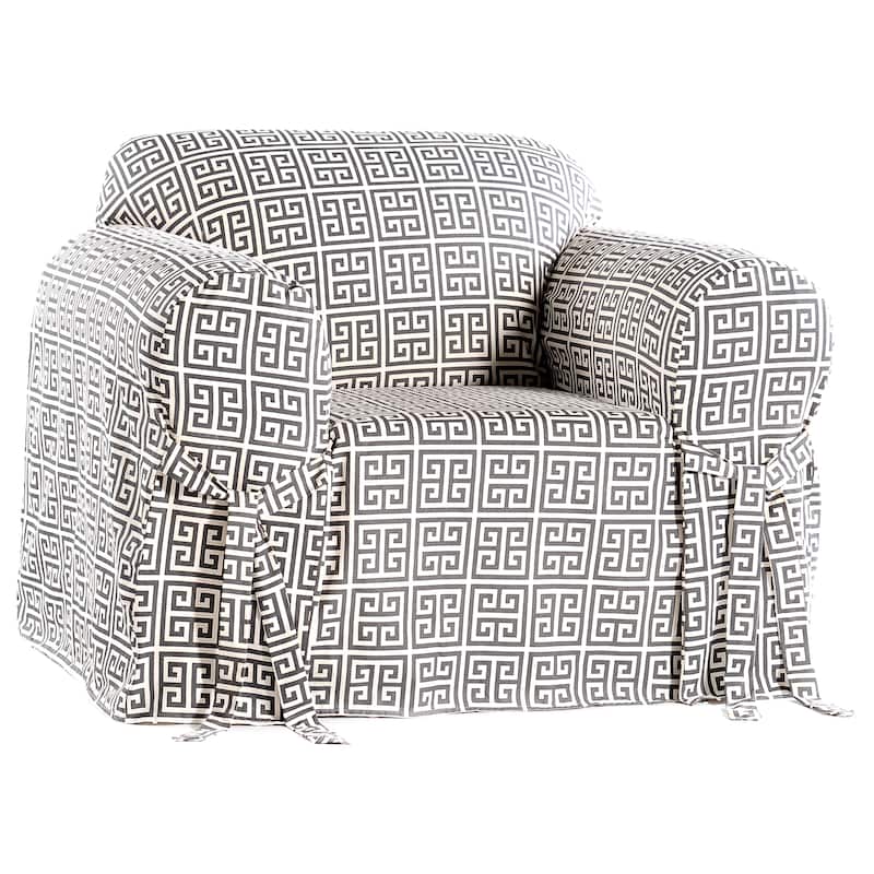 Classic Slipcovers Geo Print 1-piece Chair Slipcover - Grey
