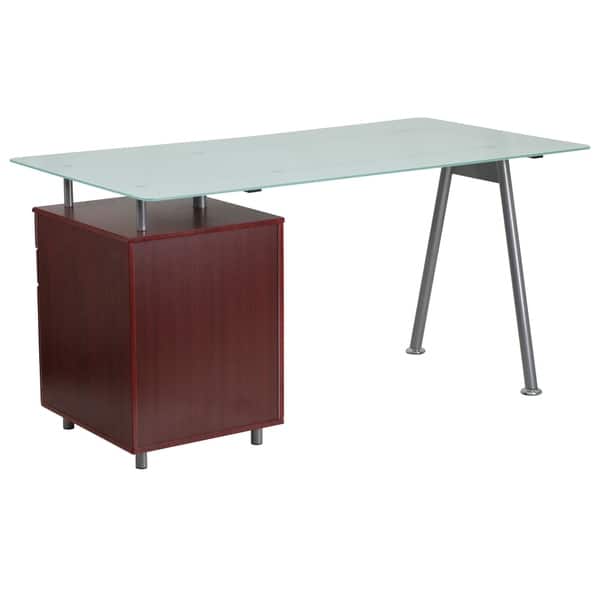 Computer Desk With Tempered Gl Top And Three Drawer Computer Desk With Tempered Gl Top