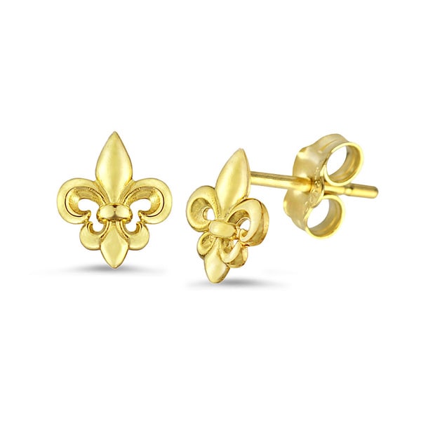 10k Gold Fleur De Lis Stud Earrings Free Shipping Today 10k Gold Fleur De Lis Stud Earrings