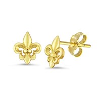 Chisel Anium Fleur De Lis Earrings Free Shipping Today 10k Gold Fleur De Lis Stud Earrings