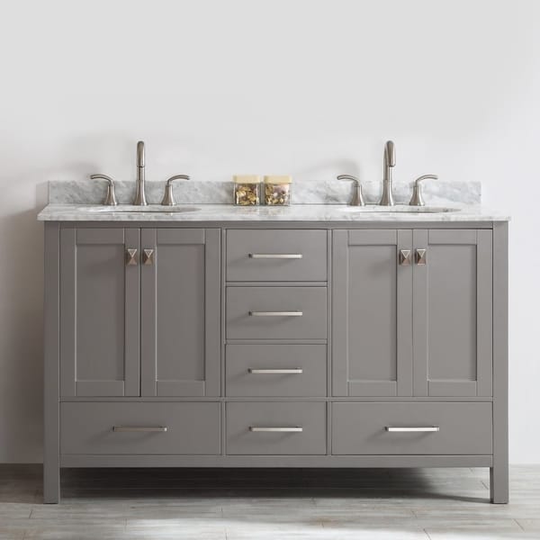 Shop Gela 60inch Grey Double Vanity with Carrera White