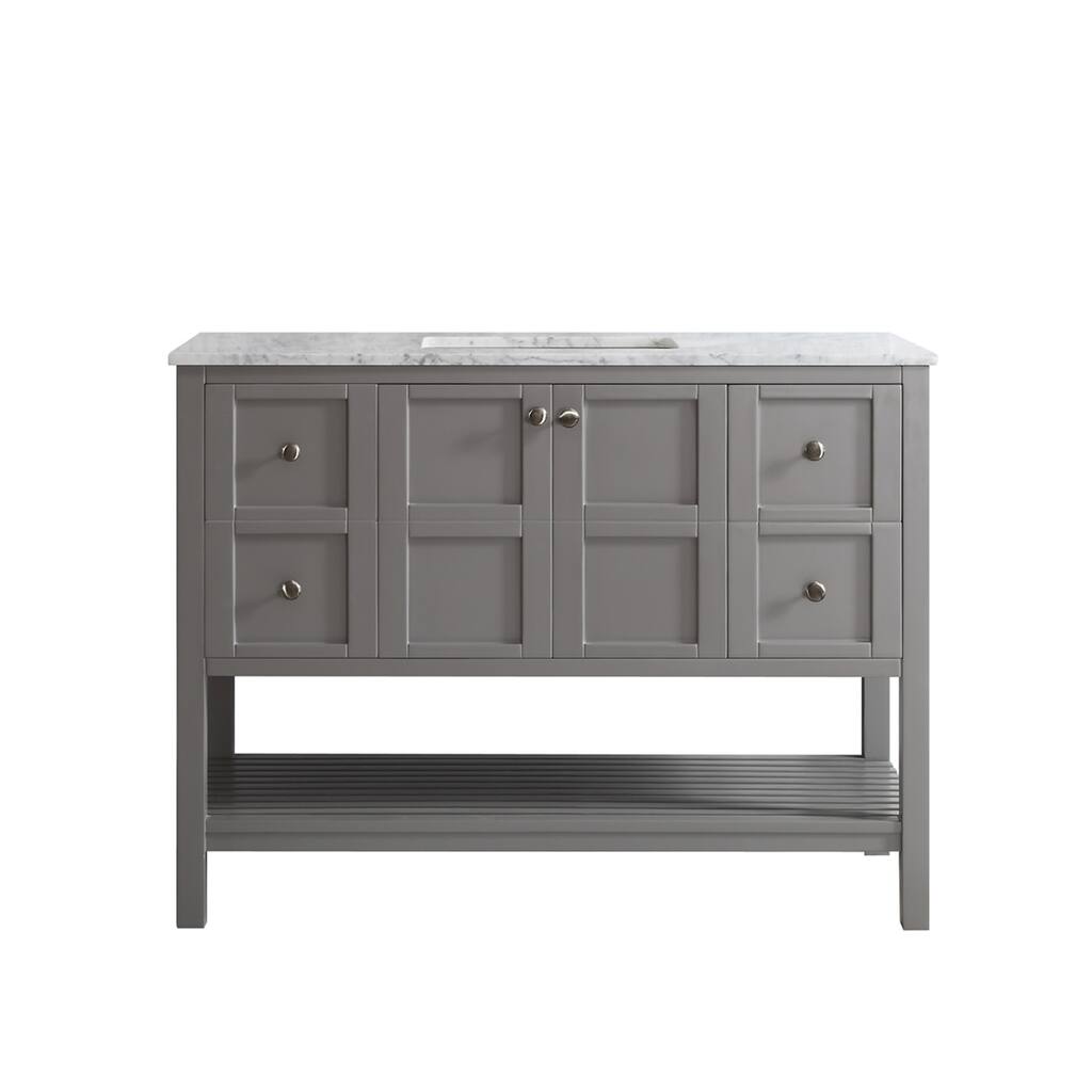Vinnova Florence 48" Grey Single Mirrorless Vanity with Marble Top