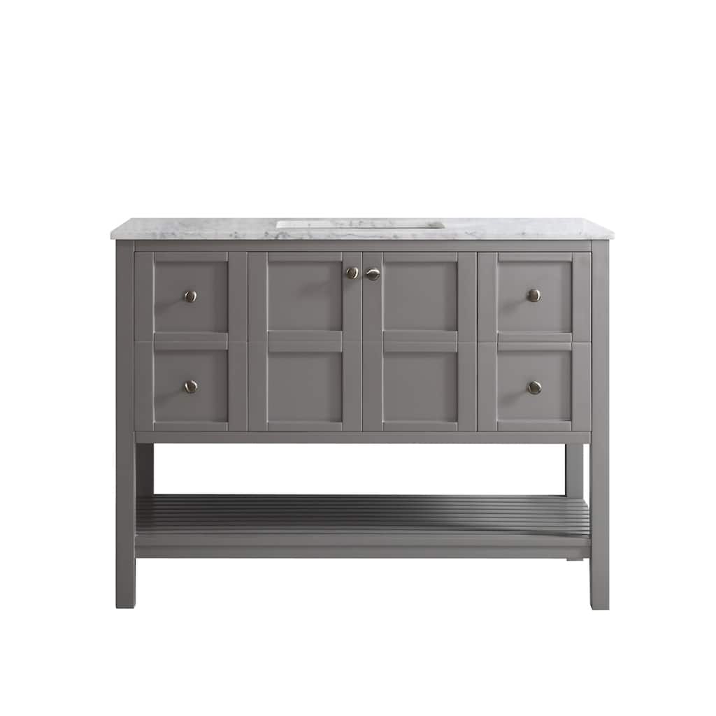 Vinnova Florence 48" Grey Single Mirrorless Vanity with Marble Top