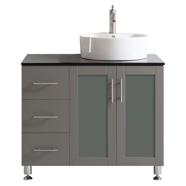 Vinnova Tuscany 36inch Grey Single Vanity with White