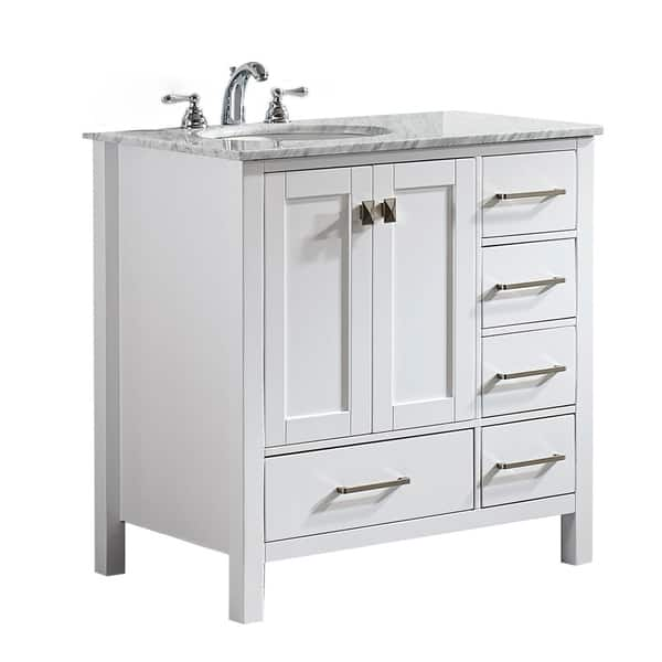 Shop Vinnova Gela 36 Inch White Single Vanity With Carrera White Marble Top Overstock 10601834