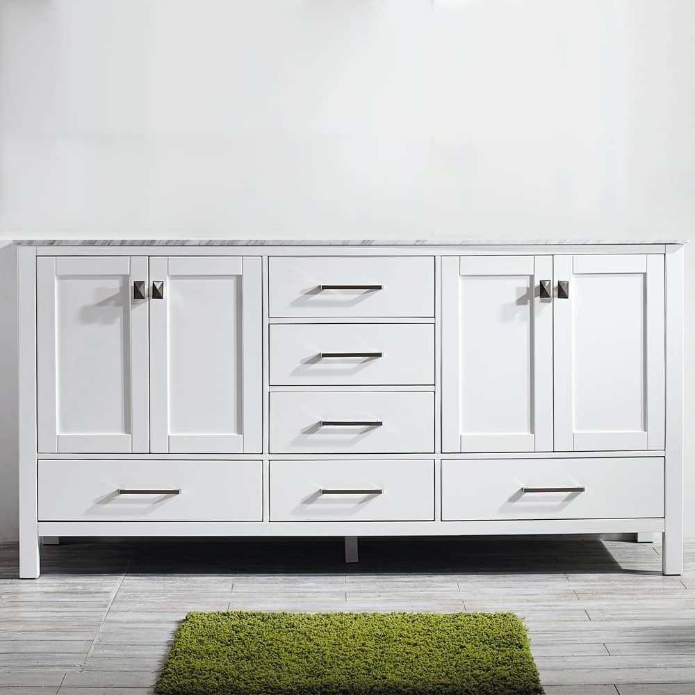 Vinnova Gela 72 inch Vanity with Carrera Marble Top without Mirror