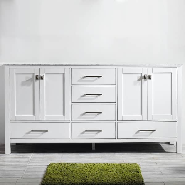 slide 1 of 9, Vinnova Gela 72 inch Vanity with Carrera Marble Top without Mirror