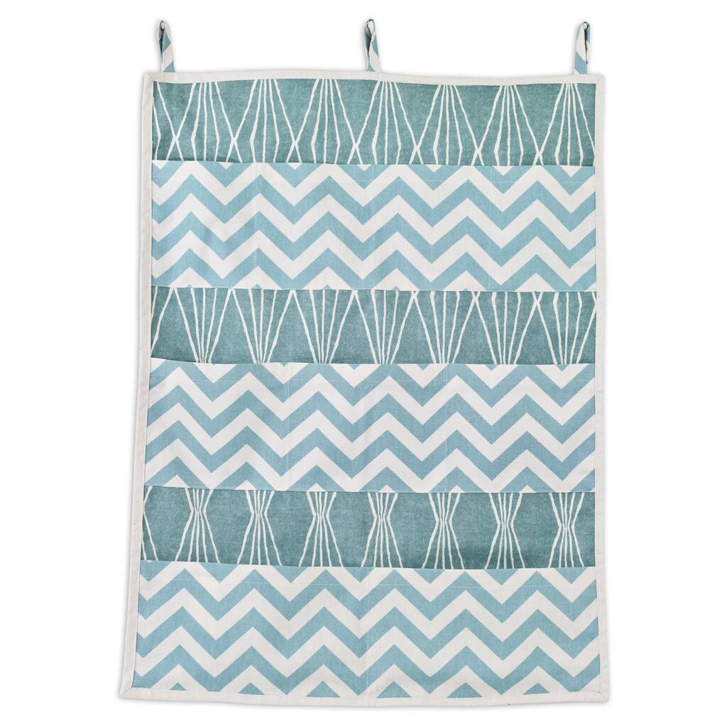 Blue Chevron 9-pocket Wall Hanging Organizer