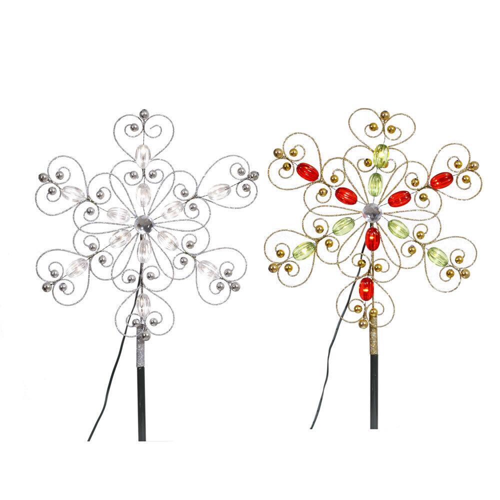 Gold Beaded 12-inch LED Tree Topper