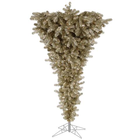 9' x 78" Champagne Upside Down Tree with 1000 Warm White Italian LED Lights
