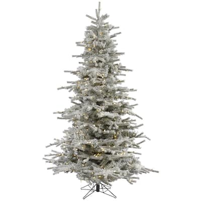 12' x 75" Flocked Sierra Tree with 1850 Warm White Italian LED Lights