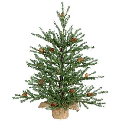 18" Carmel Pine with Cones and Burlap Base