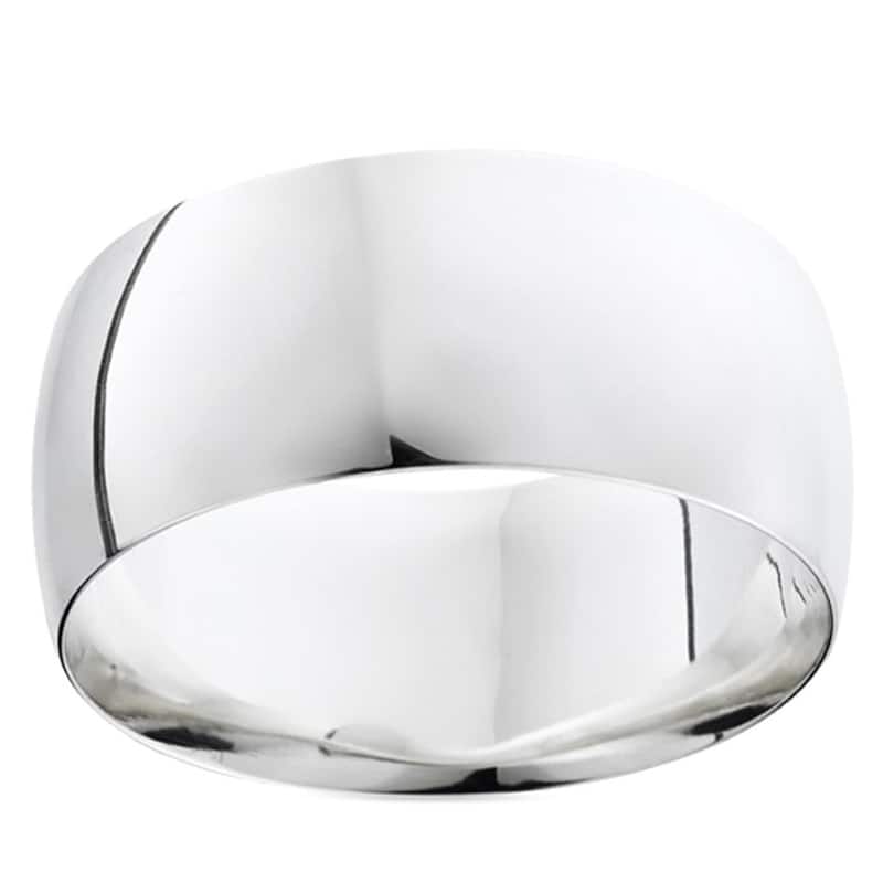 14k Gold 10mm Plain Wedding Band - 6.5 - White