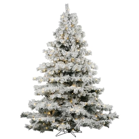 7.5' x 68" Flocked Alaskan Tree with 900 Warm White Italian LED Lights