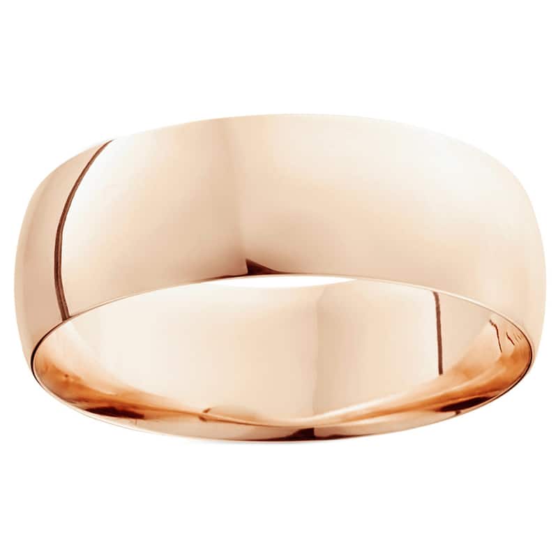14k White Yellow and Rose Gold 8mm Plain Wedding Band - 6 - Rose