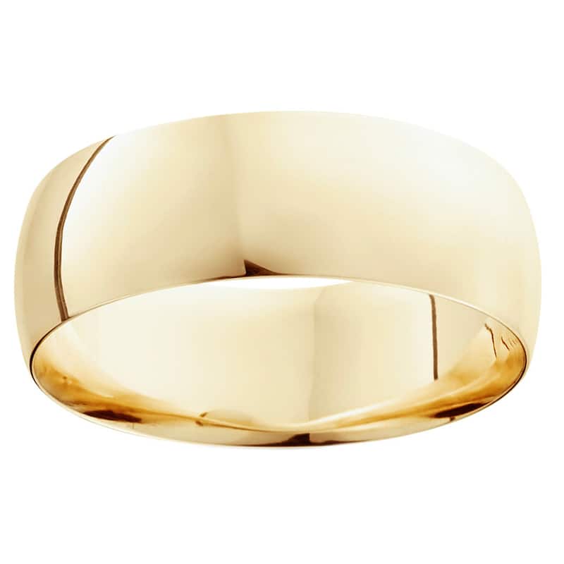 14k White Yellow and Rose Gold 8mm Plain Wedding Band - 6 - Yellow