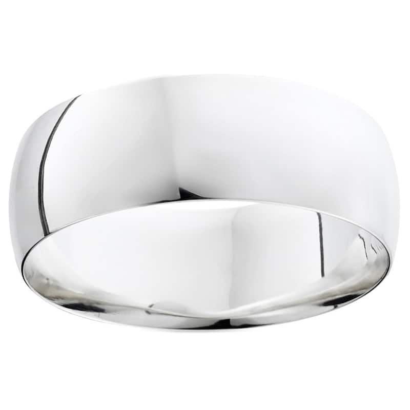 14k White Yellow and Rose Gold 8mm Plain Wedding Band - 6.5 - White
