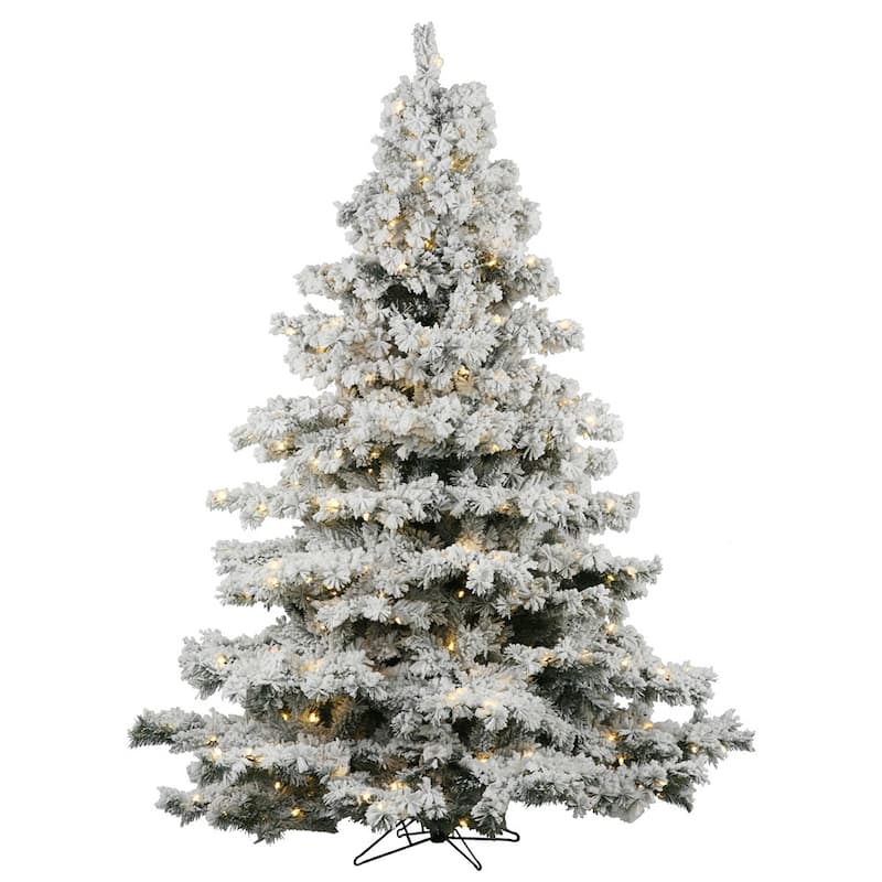 36" Flocked Alaskan Tree with 100 Warm White Italian LED Lights