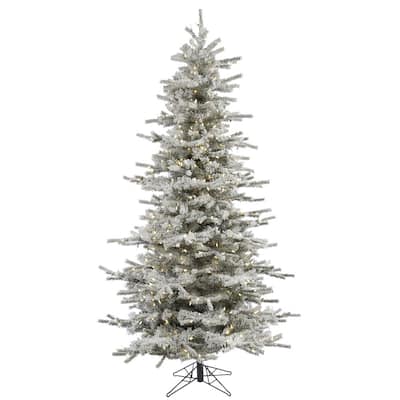 7.5' x 50" Flocked Slim Sierra Tree with 700 Warm White Italian LED Lights