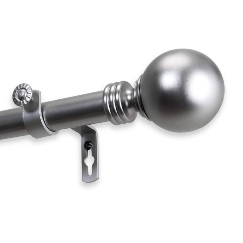 InStyleDesign Sphere 1 Inch Diameter Adjustable Curtain Rod - Satin Nickel - 28 to 48 inches