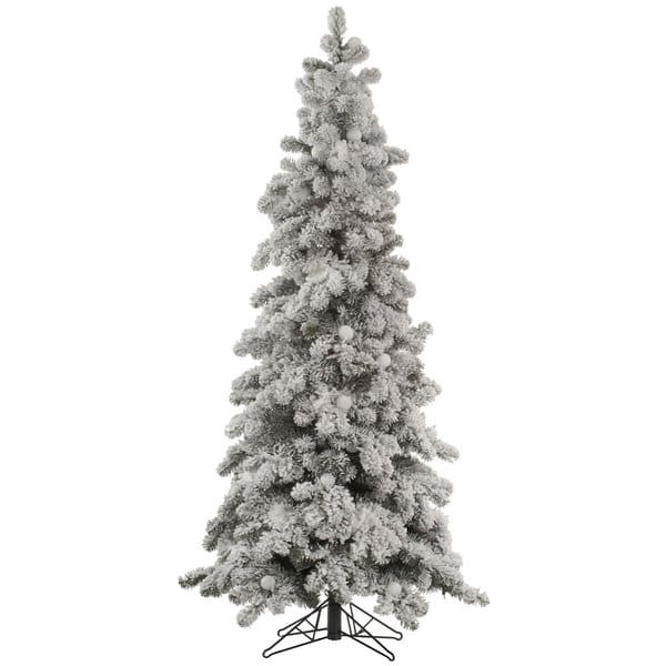 slide 1 of 1, 7' x 40" Flocked Kodiak Spruce Tree with 1333 Tips