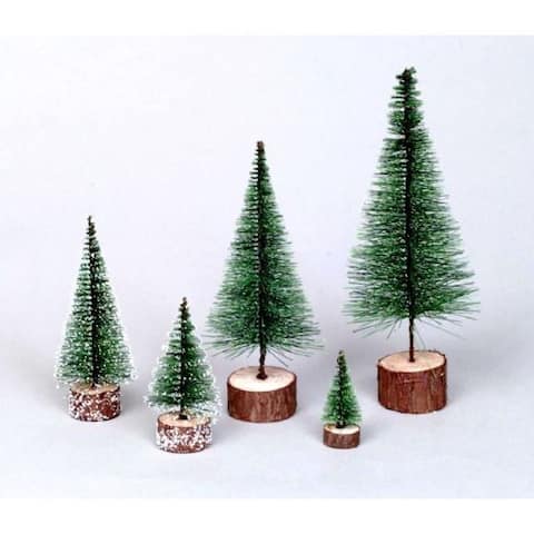 7" Green Frosted Artificial Village Christmas Tree - Unlit