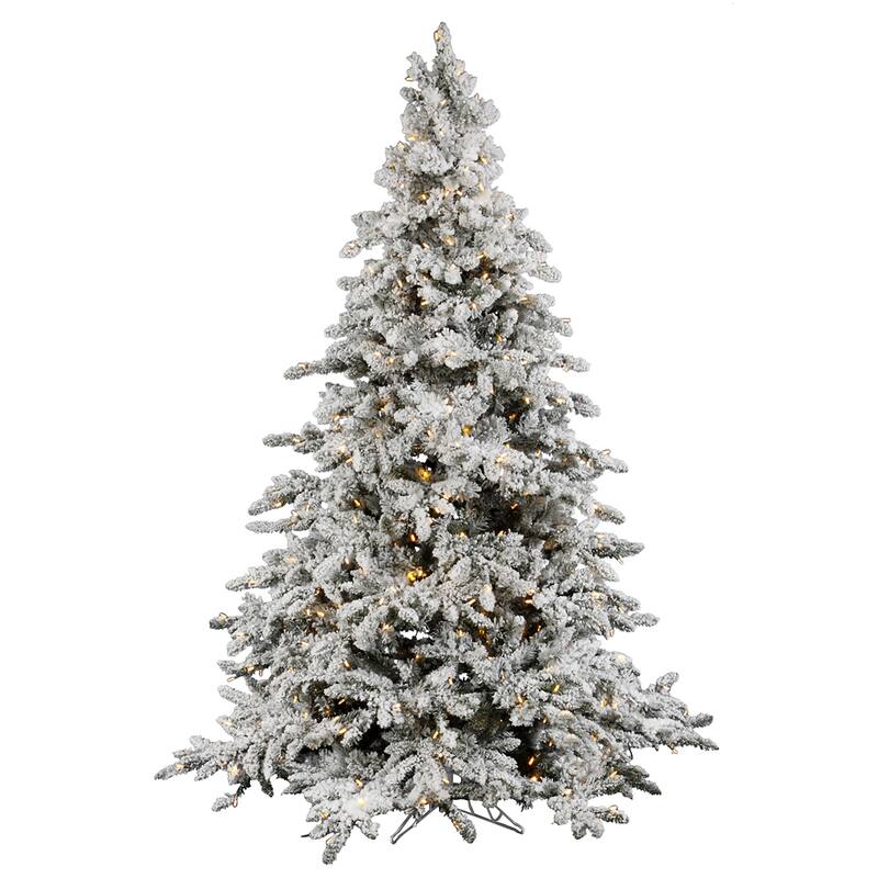 6.5' x 59" Flocked Utica Fir Tree with Warm White Italian LED Lights