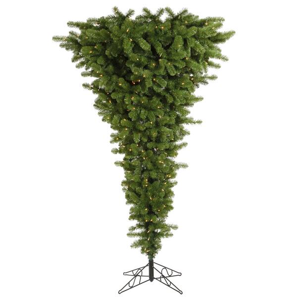 slide 1 of 2, 5.5' x 38" Green Upside Down Tree with 250 Warm White Italian LED Lights