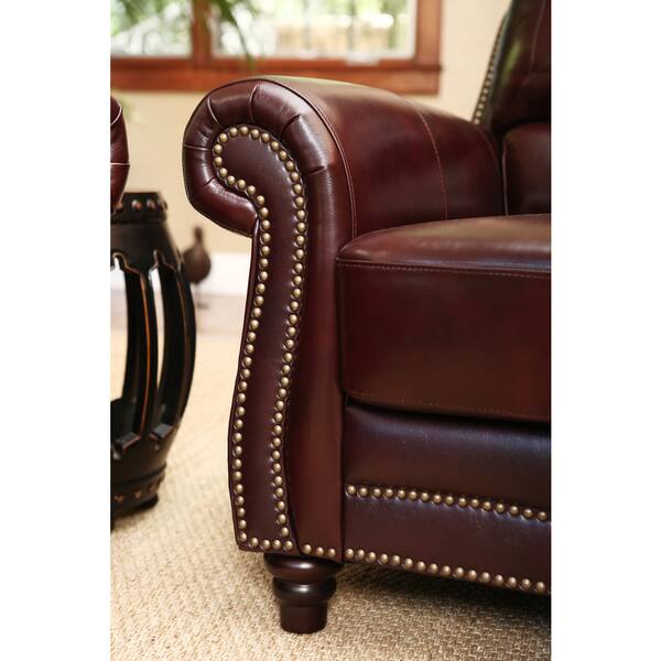 Shop Abbyson Barkley Top Grain Burgundy Leather Sofa And