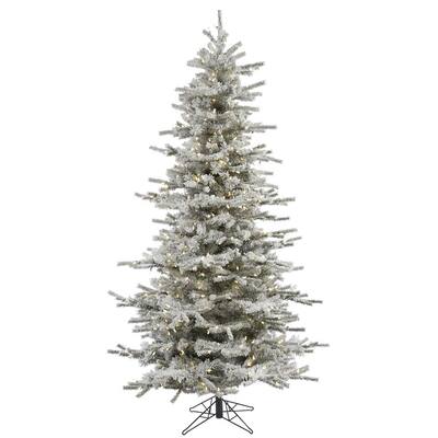 4.5' x 38" Flocked Slim Sierra Tree with 250 Warm White Italian LED Lights