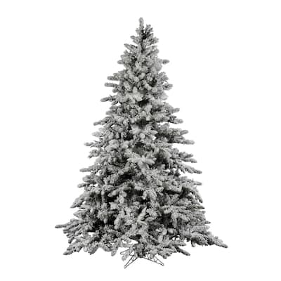 4.5' x 41" Flocked Utica Fir Tree with 492 PVC Tips and Metal Stand