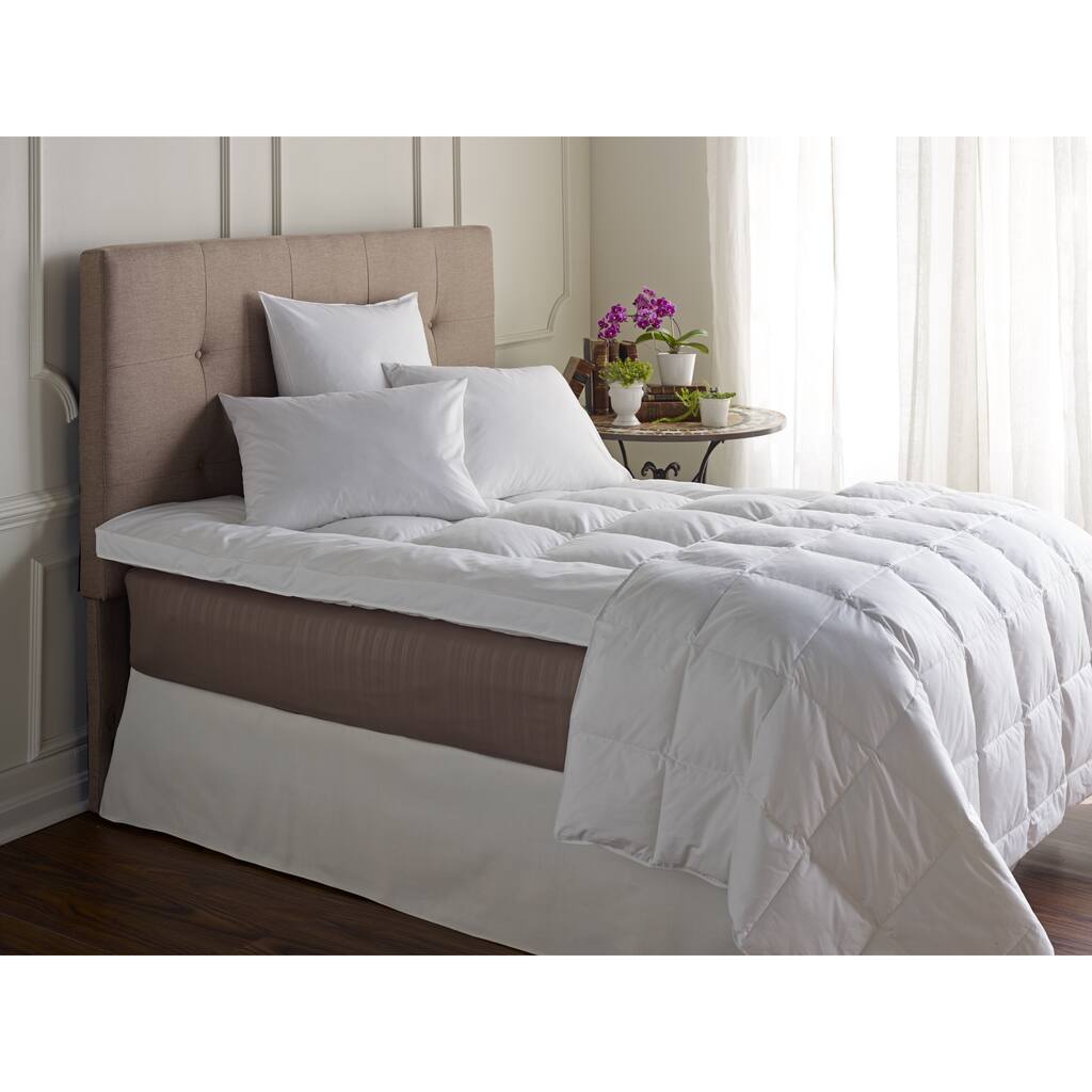 Synthetic Double Stitched Edge Baffle Box Fiber Bed - White