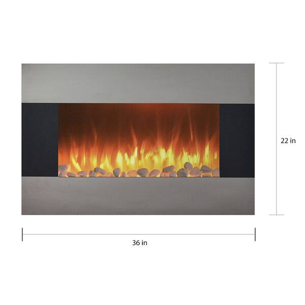 Shop 36 Inch Stainless Steel Electric Fireplace With Wall Mount
