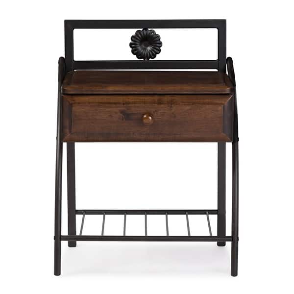 Shop Baxton Studio Jevenci Vintage Antique Dark Bronze Metal And Walnut Wood 1 Drawer Nightstand Overstock 10603561